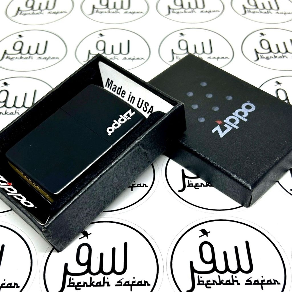 Korek Zippo Hitam Matte Black Doff Classic Logo Original