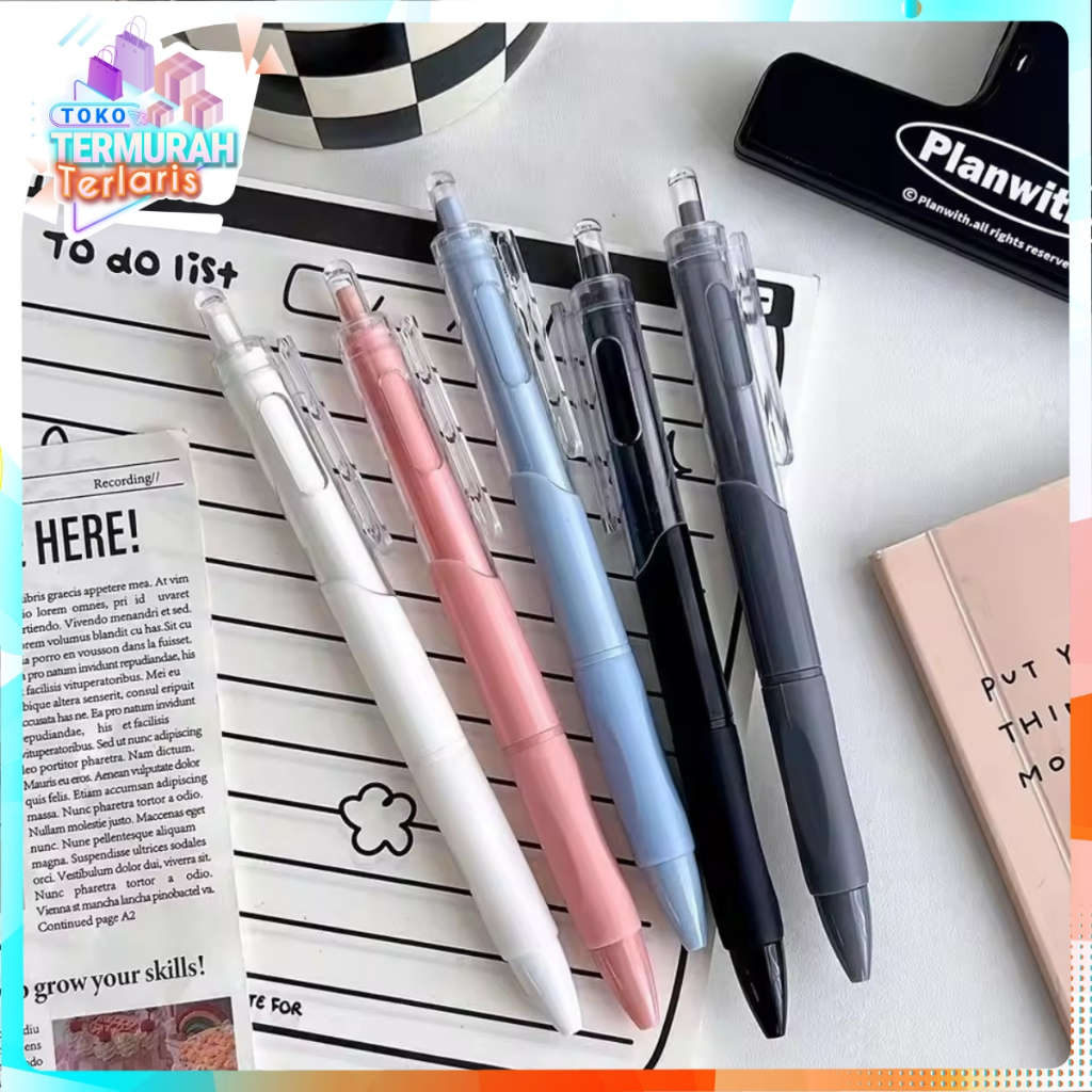 

TTT Pulpen Gel Retractable 0.5mm Pena Cetekan Warna Polos Tinta Hitam Pena Aesthetic Cepat Kering Pen Tinta Gel Mekanik Ujung Lancip Bolpoin Cetek Alat Tulis Kantor Cute Ballpoint School Stationery ATK Murah