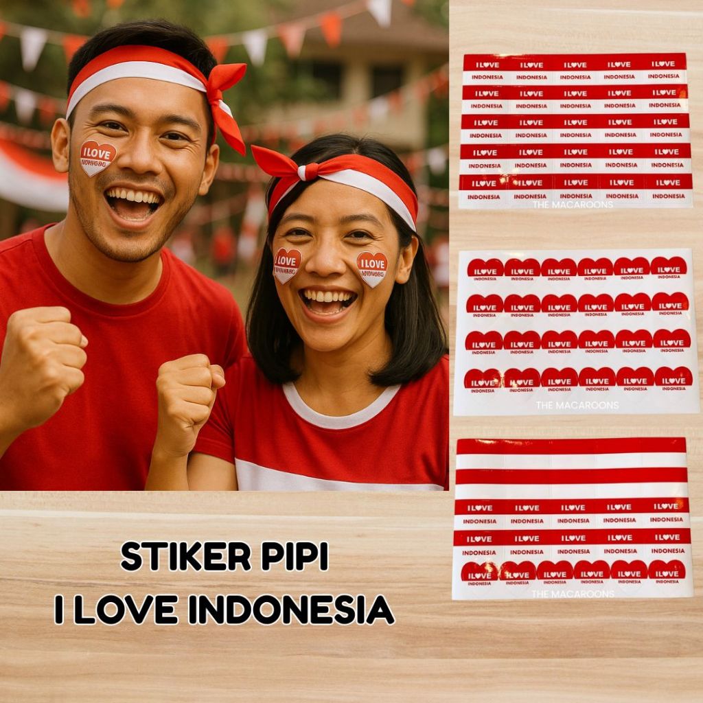 

Stiker Pipi 17 Agustus isi 25 pcs Acara Pawai Kemerdekaan / Face Sticker Bendera Indonesia