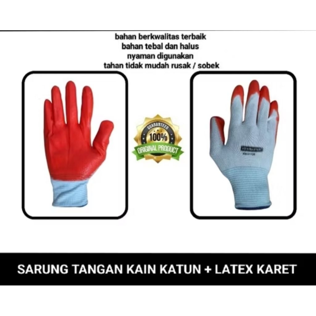 sarung tangan kain katun + latex karet