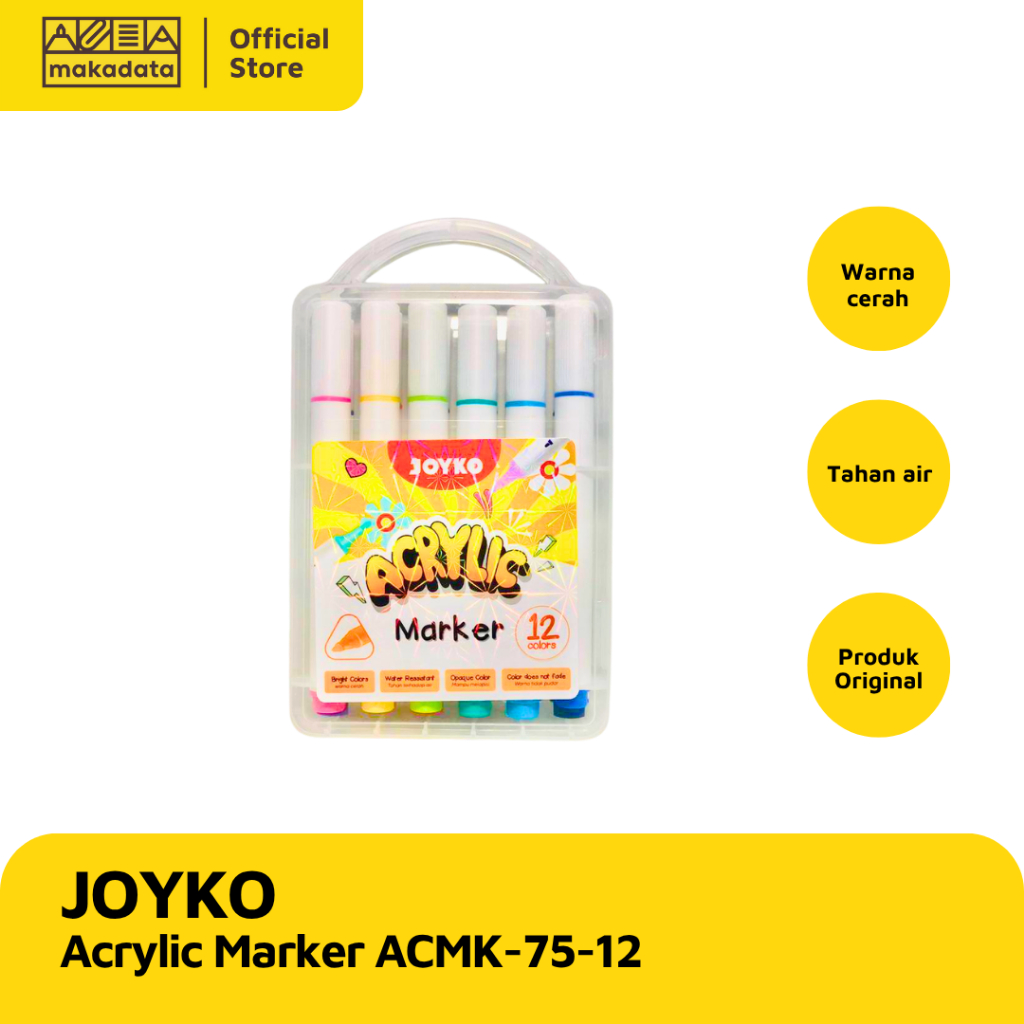 

ACRYLIC MARKER / SPIDOL AKRILIK JOYKO 12 WARNA ACMK-75-12 MURAH