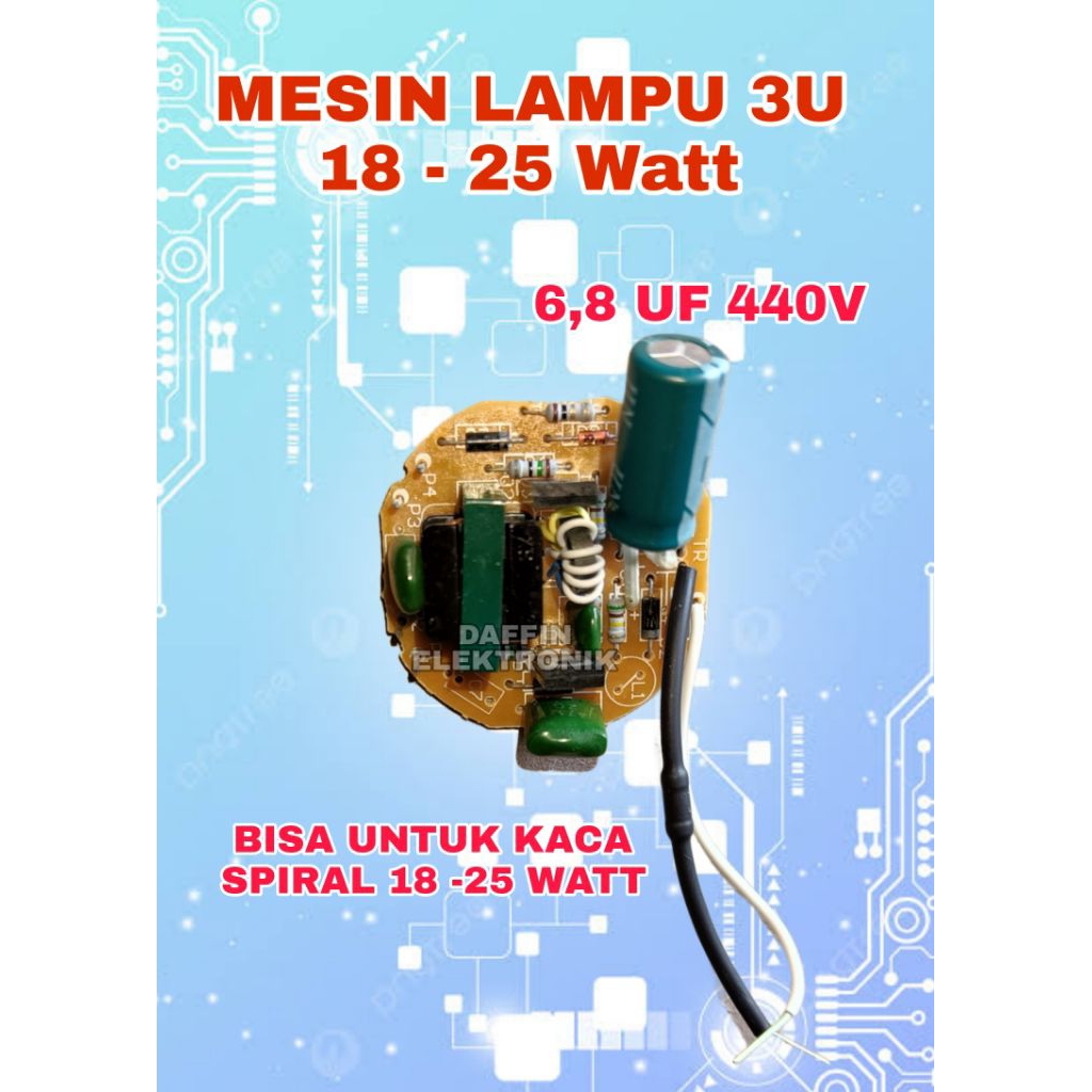 MESIN LAMPU 3U 18 20 25 WATT / BISA UNTUK LAMPU SPIRAL