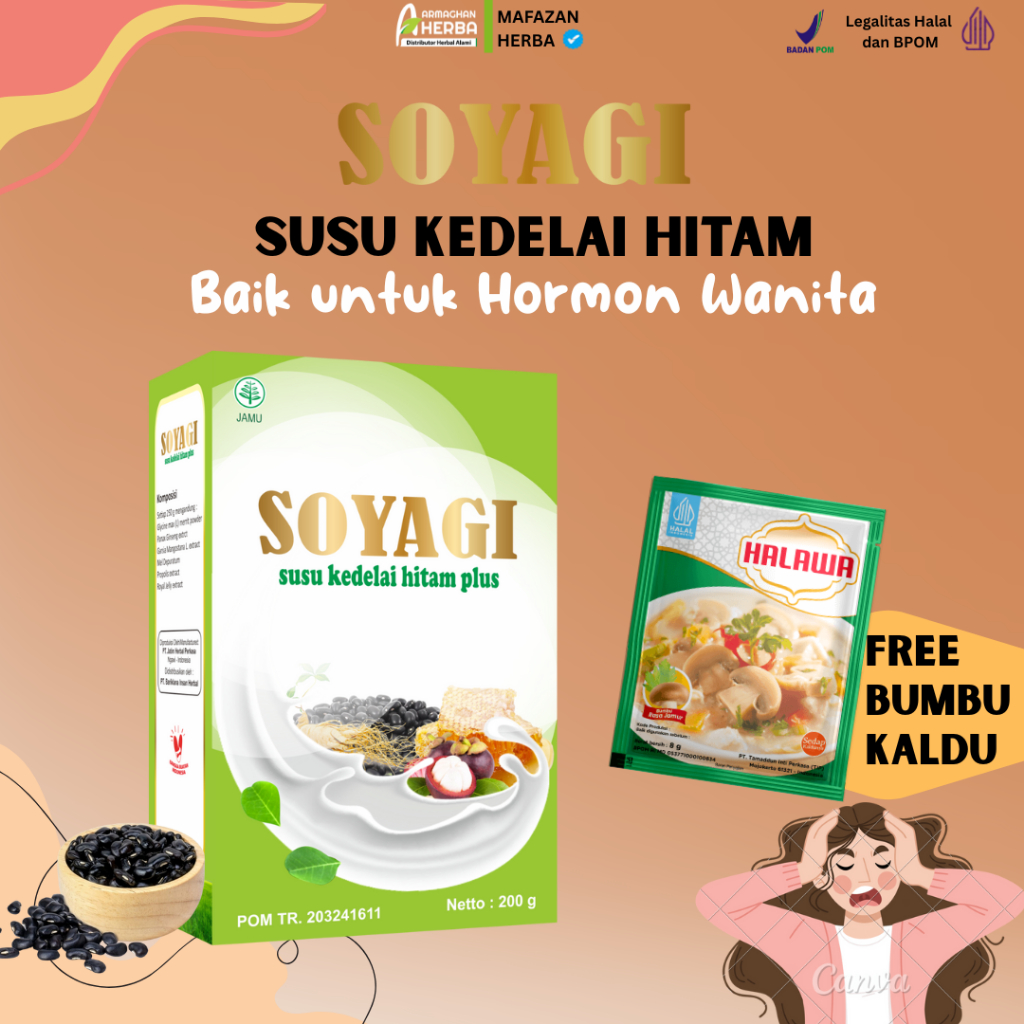 

(COD + GARANSI) (Beli 1 gratis GELAS CANTIK)(Beli 2 Gratis MADU) SOYAGI Susu Diet Kedelai Hitam Plus partner GOMILK 200 gr