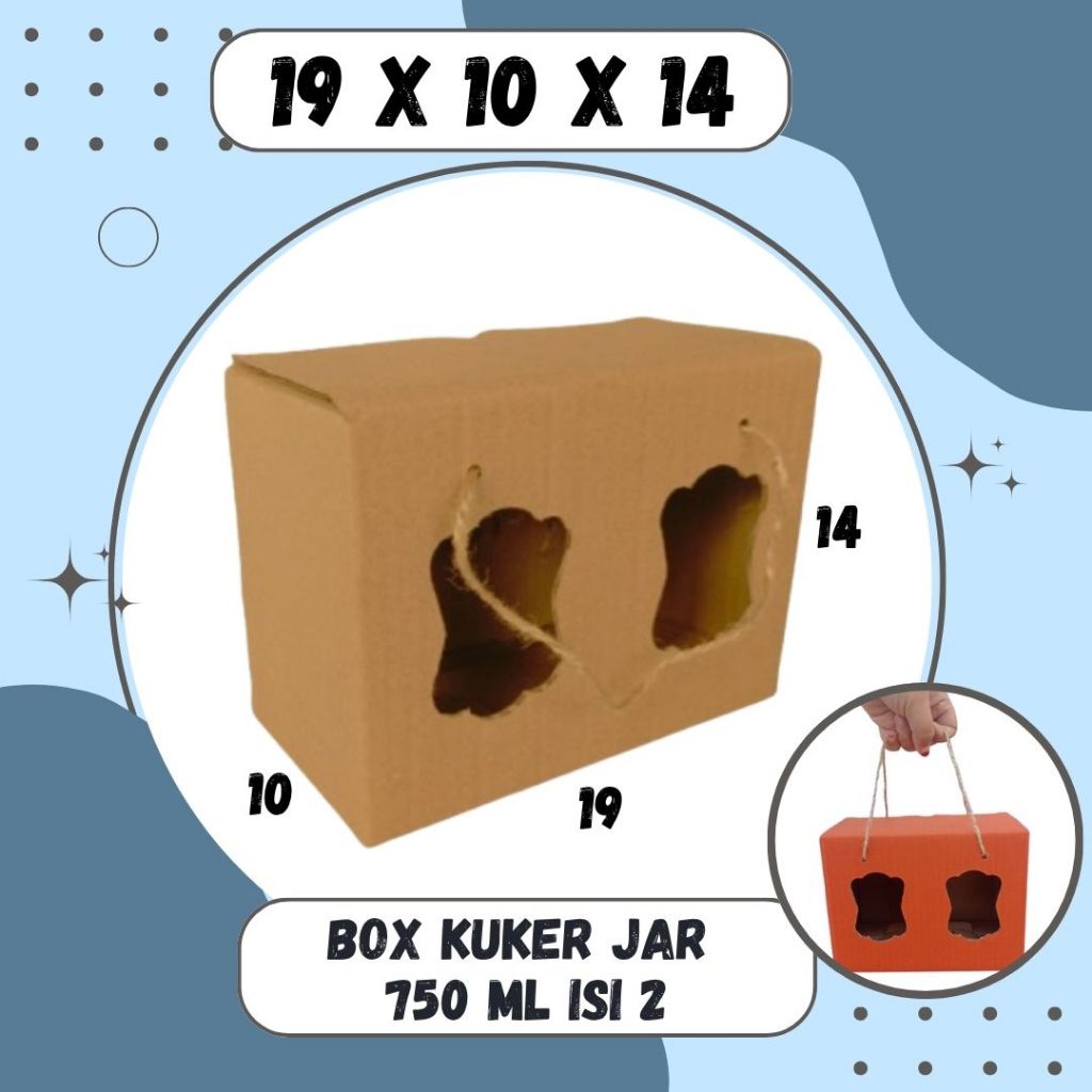 

Box Kuker jar Tali 19x10x14 Toples Jar 750ml isi 2 Jinjing Gable Box Jar Kue Kering Kardus Balap