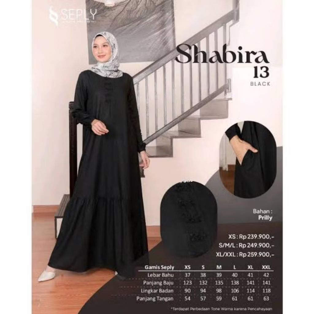 Shabira 13 Black by Seply / Gamis Hitam Seply / Gamis Hitam polos