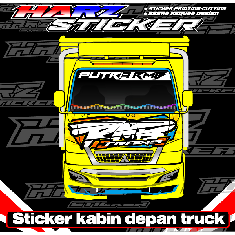 Stiker Kabin Depan Truk Canter - Variasi Sticker Kabin Canter-Stiker Kaca Depan-Stiker Bisa Custome/