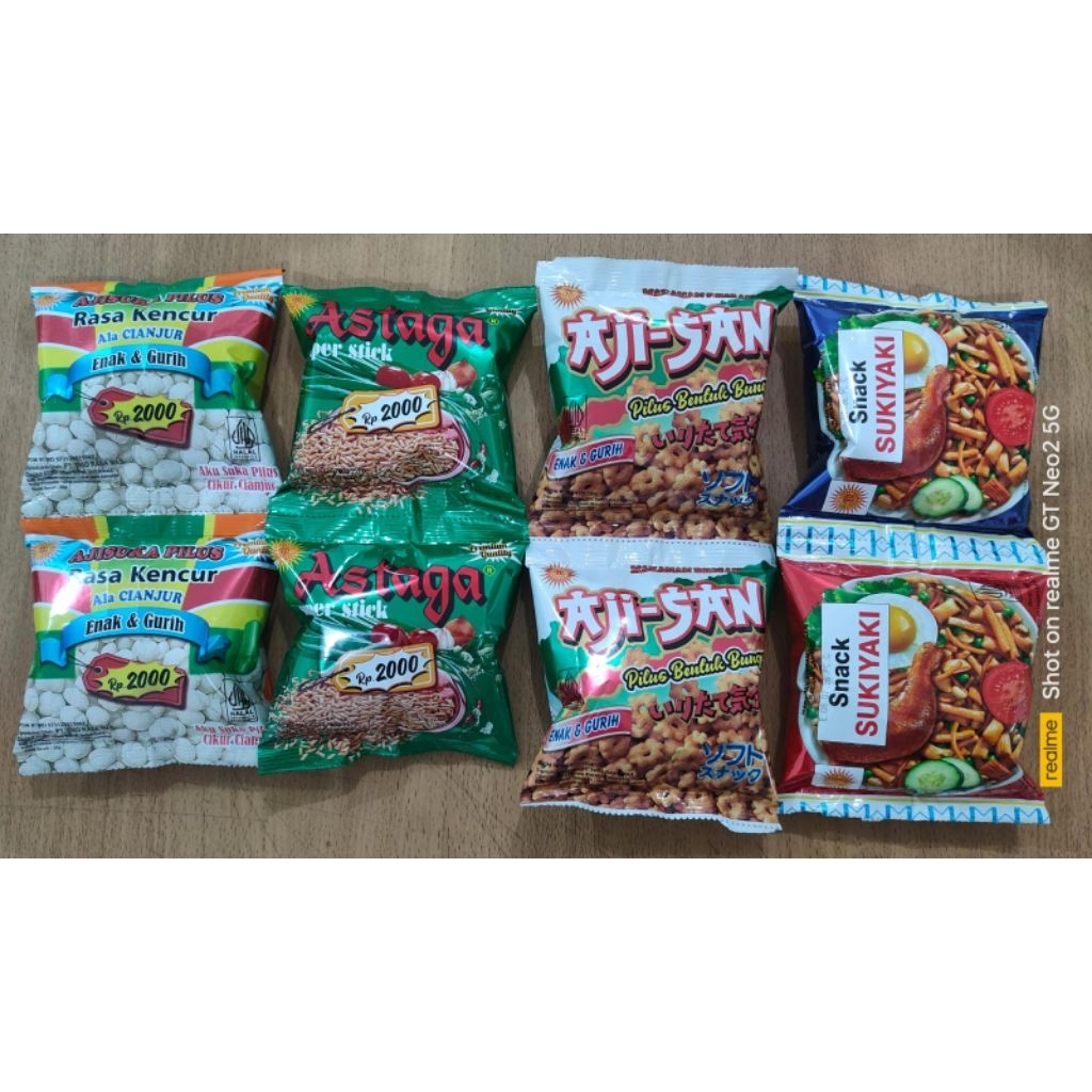 

MAKANAN JADUL. SUKIYAKI. ASTAGA. AJISAN. CIRENG. PILUS . MAKARONI ISI 10 BUNGKUS