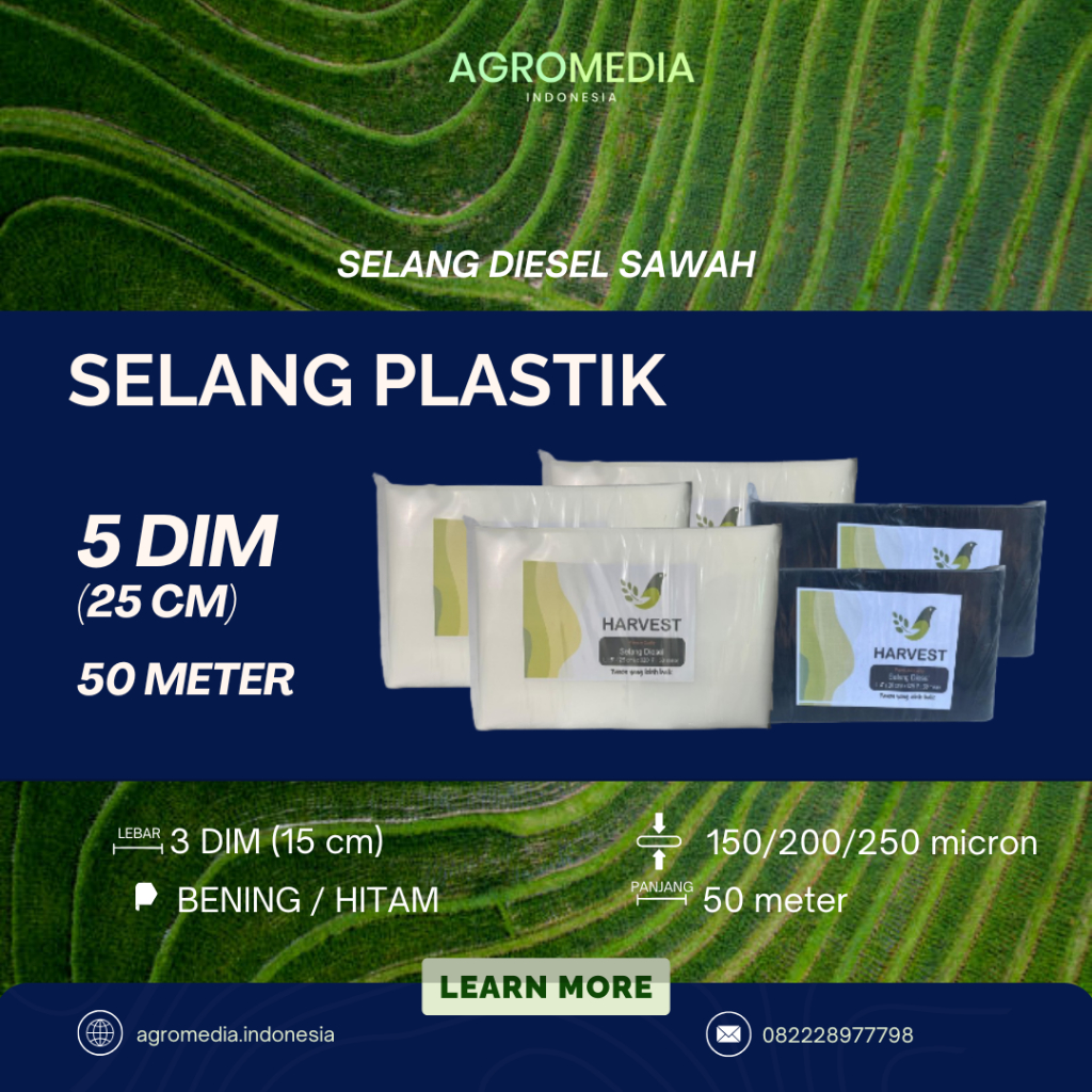 selang plastik 5 dim 50 meter / plastik 5 dim 50 meter / selang sawah 5 dim / selang sawah 25 cm x 5