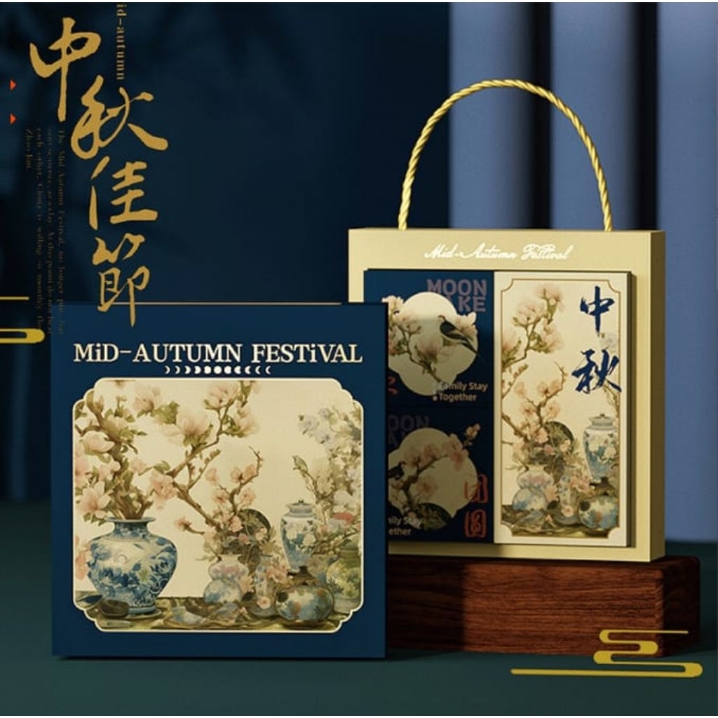 

(KK104)Kotak Mooncake Isi 4 Selongsong Dengan Handle