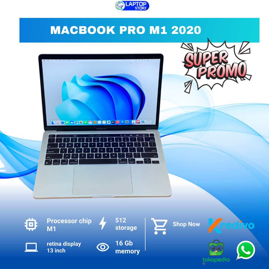 Macbook Pro Retina 13Inch 2020 Chip M1 Ram 16Gb ssd 512Gb