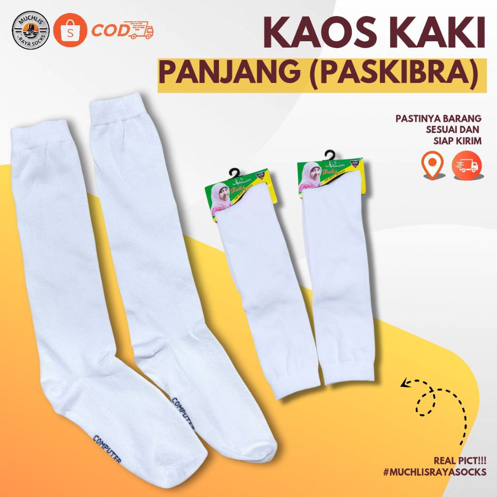 Kaos Kaki Paskibra Putih Panjang Selutut Untuk Anak Sekolah SMP, SMA/ DEWASA