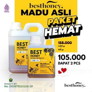 

Best Honey Madu Asli Paket Bundling Madu Multiflora Original 1kg dan 500gr