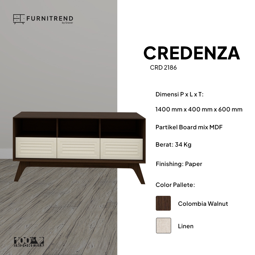 FURNITREND CRD 2186  - Credenza / Lemari TV / Kabinet TV / Credenza Buffet / Credenza Minimalis