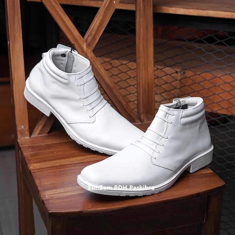 SEPATU ZIMZAM PDH FULL PUTIH / SEPATU PDL PASKIBRA / SEPATU UPACARA