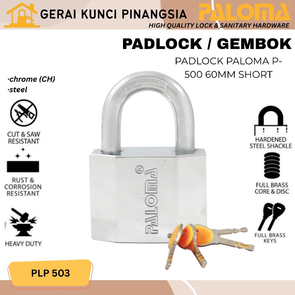 Gembok Paloma PLP 503 60mm short chrome