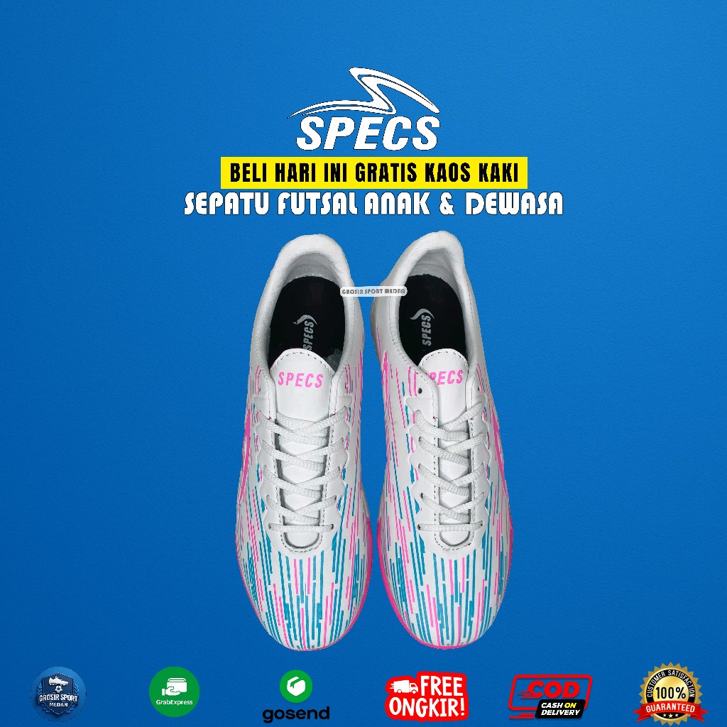 Murah Cod Sepatu Futsal Specs Lightsped Reborn Terbaru Unisex Grade Original Dewasa Anak Pink Sol