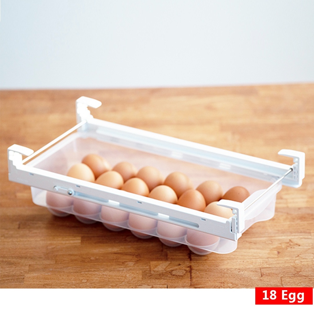 Food Container Egg Sliding Drawer (37*15*16 cm) -tempat telur di kulkas untuk 18 pcs telur kotak pen