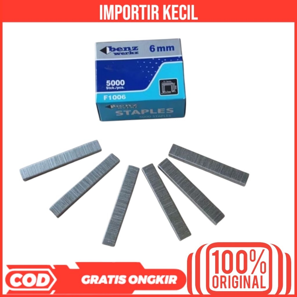 

BENZ ISI STAPLES TEMBAK 1006F 6MM 5000PCS STEPLES TEMBAK ANGIN