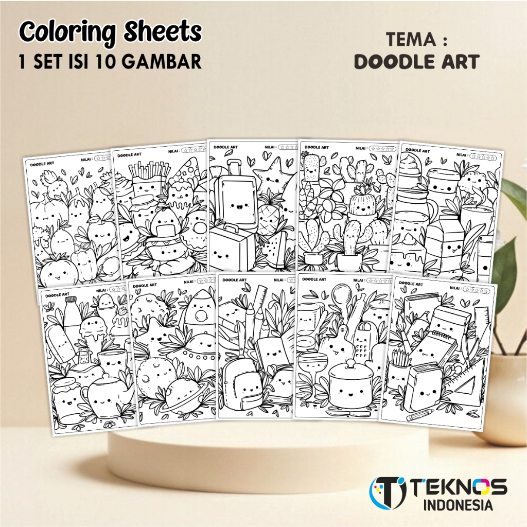 

LEMBAR MEWARNAI TEMA DOODLE - KERTAS GAMBAR A4 UNTUK ANAK READY STOCK