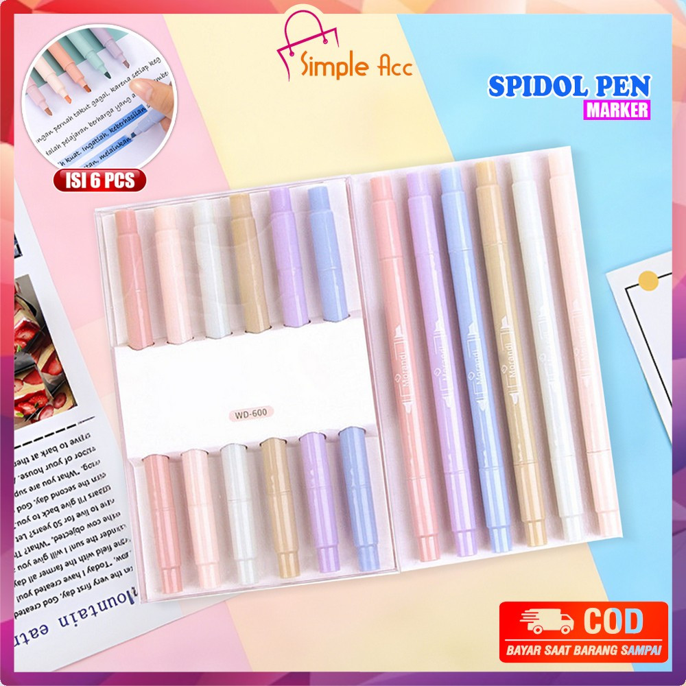 

EC DO-A116 Highlighter Set Isi 6pcs Double Tip Warna Pastel Motif Polos / Penanda Teks Buku Siswa Spidol Pen Marker Dua Sisi Alat Tulis Sekolah