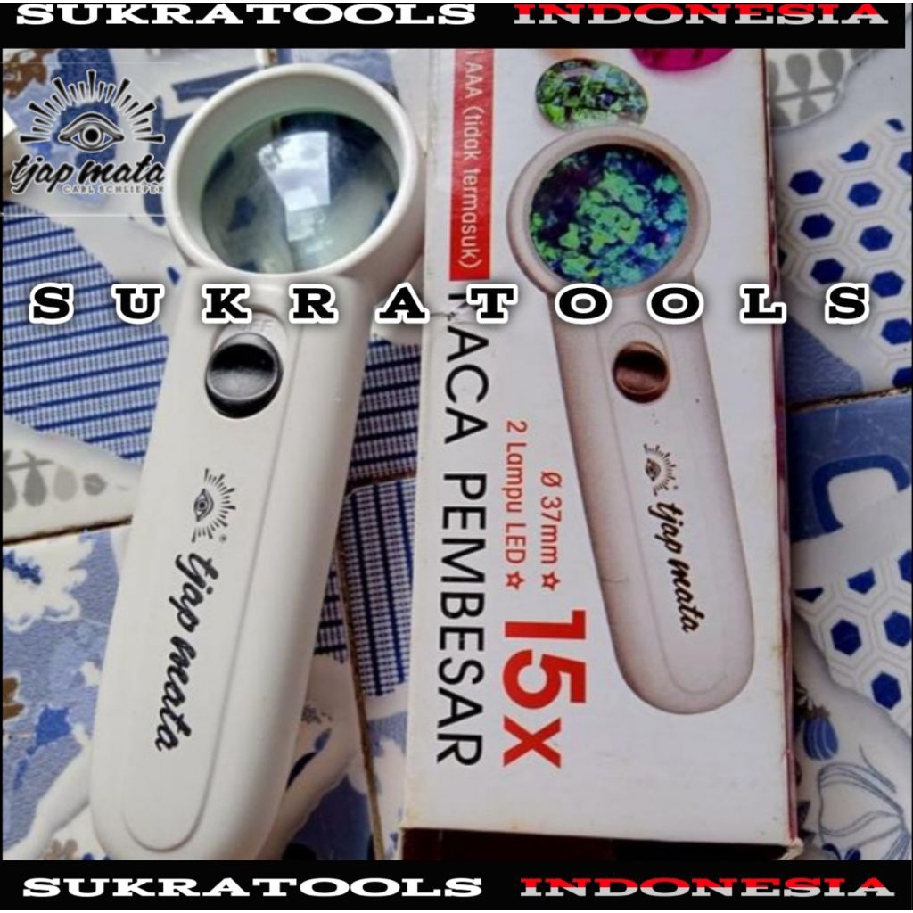 

Kaca Pembesar 37 mm Tjap Mata Disertai 2 Lampu Led Baterai AAA