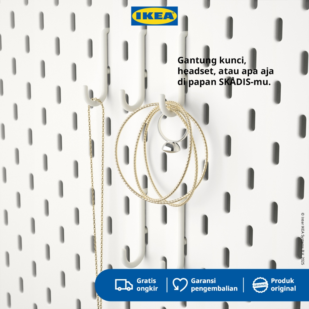 IKEA SKADIS Pengait Pegboard Bentuk J Isi 5pcs