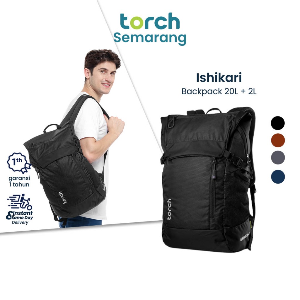 TORCH Tas Ransel Pria Besar 19+2L + Free Rain Cover Ishikari | Backpack Sekolah Travel