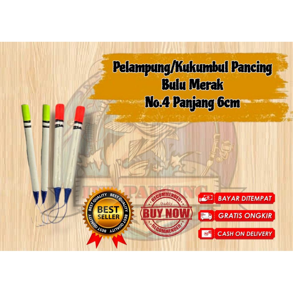 Pelampung/Kumbul Pancing Jarum Bulu Merak No.4 Panjang 6cm Non Kawat