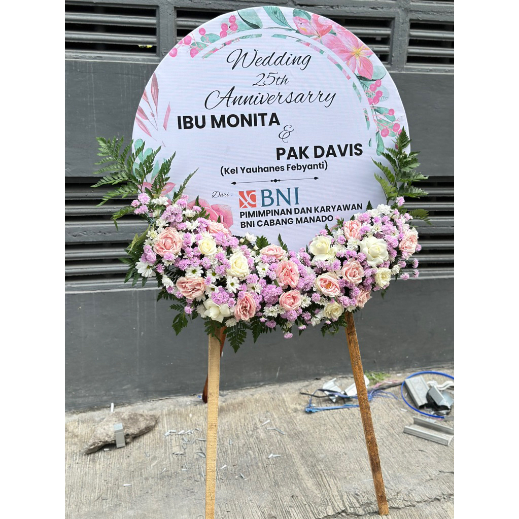 PU001 Diameter 80cm Bunga Bawah REAL PICTURE ASLI/Karangan bunga Bali/papan duka cita/papan ucapan w