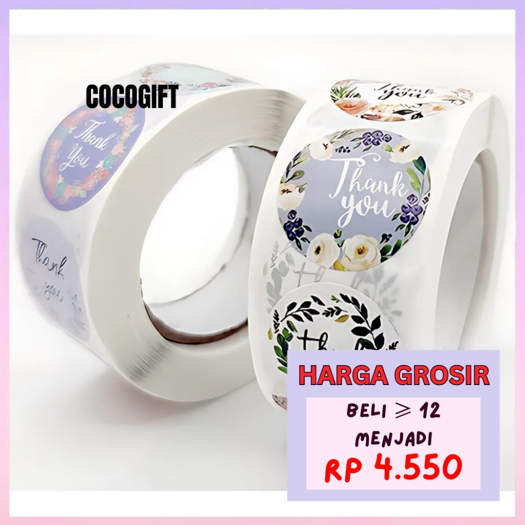 

1 Roll 500 Pcs Stiker Terima Kasih Stiker Thank You Bulat Ucapan Untuk Packing / Stiker Label Terima Kasih