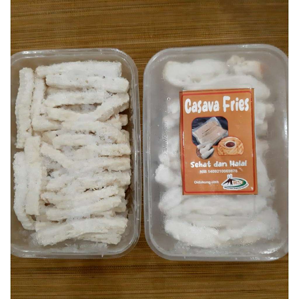 

Cassava Fries Frozen / Olahan Singkong / Makanan Beku / Camilan / Diet ( 1 Pack isi 60 )