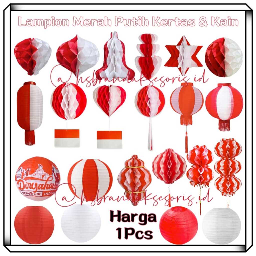 (1PCS) LAMPION MERAH PUTIH / LAMPION HUT RI 17 AGUSTUS / LAMPION TAWON PVC / LAMPION KERTAS / LAMPIO