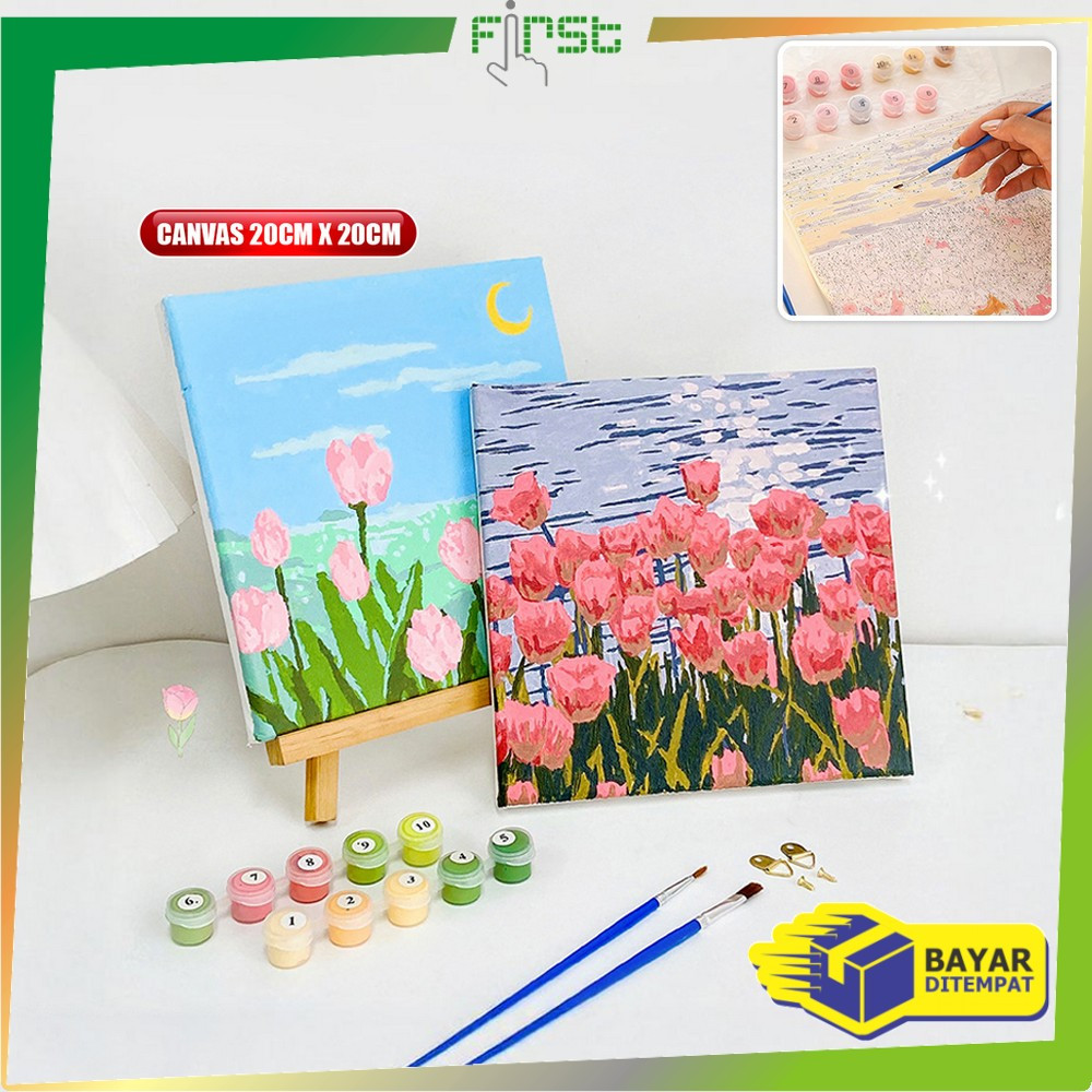 

EC FH-A110 Paint By Number Kit 20x20cm Kanvas Siap Lukis / DIY Canvas Acrylic Aesthetic / Diy Digital Painting Canvas Lukisan Bunga Pemandangan Wall Decoration