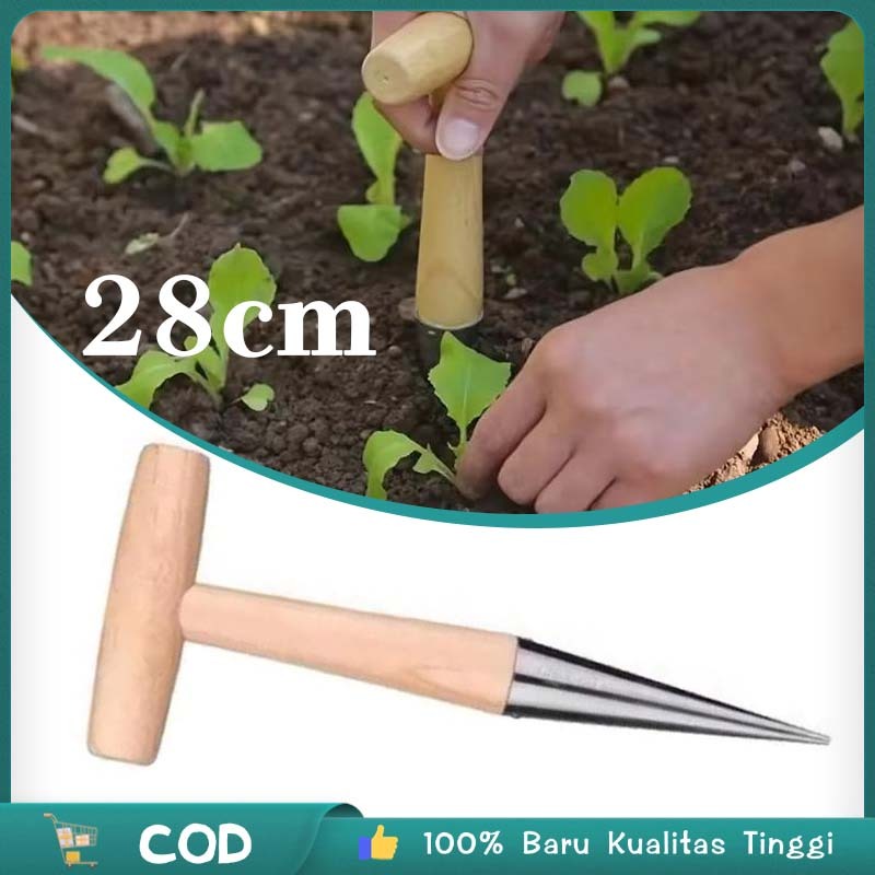 Alat Menanam Benih Stainless 28CM Alat Benih Tanaman Lubang Puncher Tanaman Alat Penabur Benih Tanam