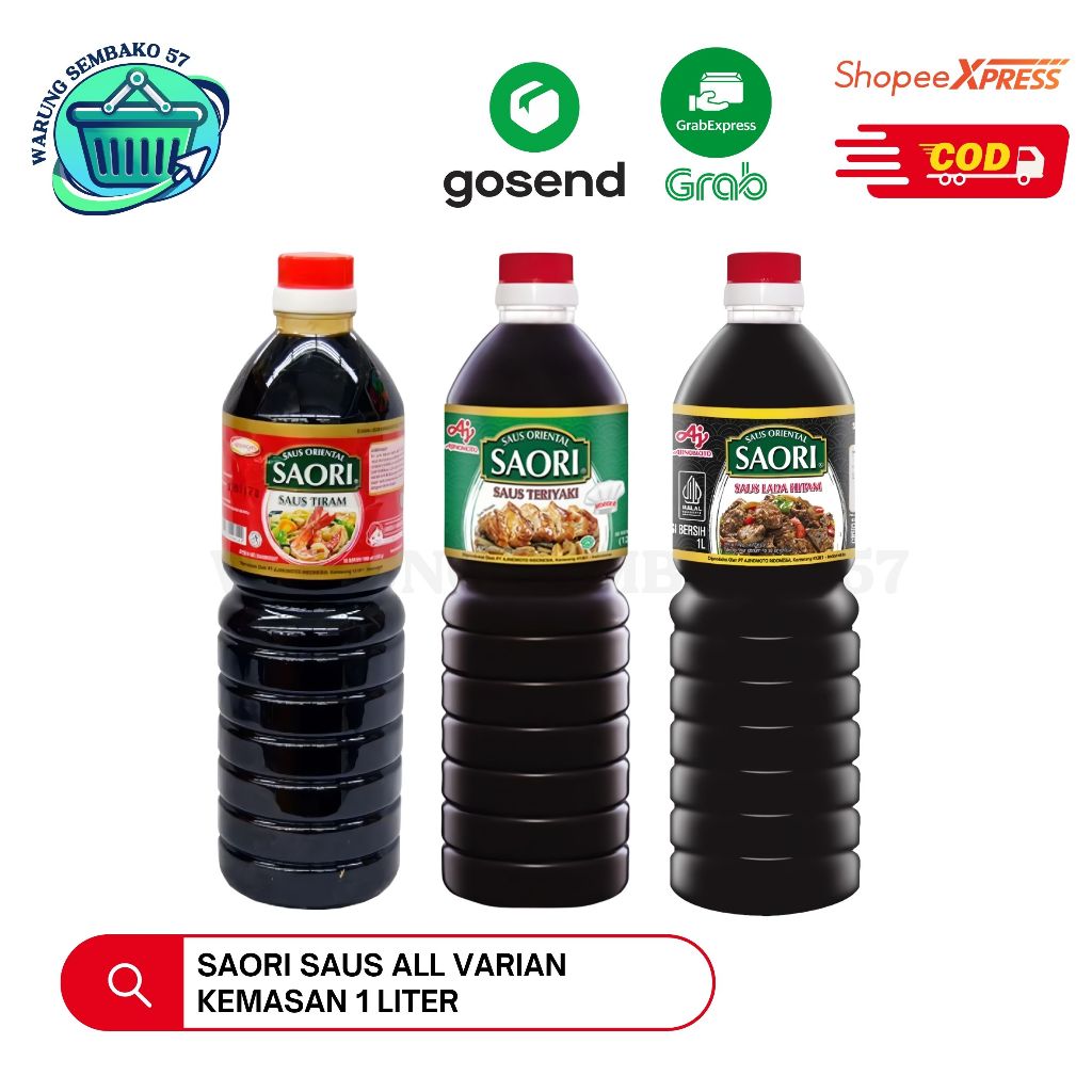 

Saori Saus Tiram / Saus Teriyaki / Saus Lada Hitam Saus Oriental Kemasan 1 Liter