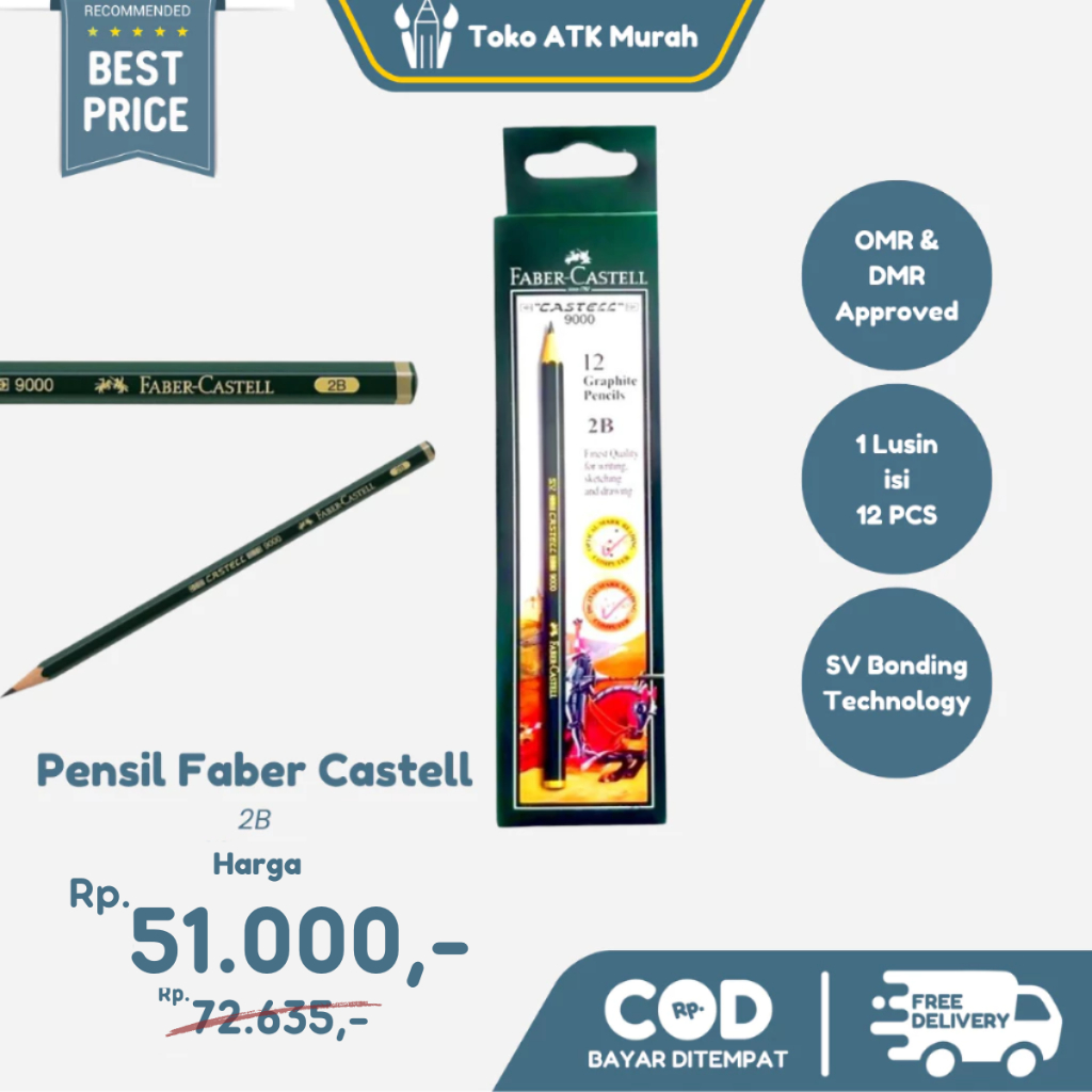 

Pensil Faber Castell 2B 1 Lusin / 12 pcs 9000