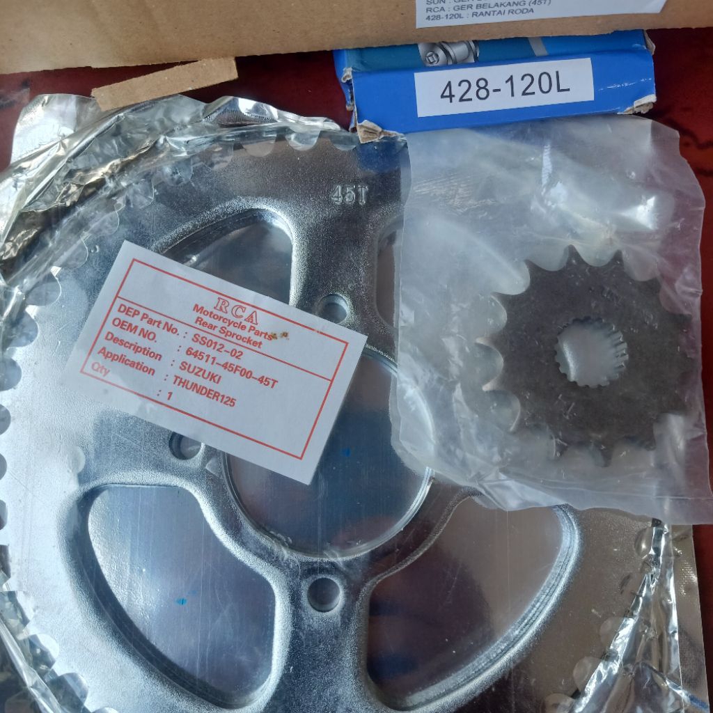 GEAR GIR GER SET PLUS RANTAI SUZUKI THUNDER -125 GER PAKET RANTAI