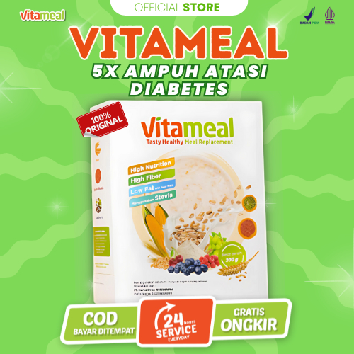 

BEST SELLER Vitameal Sereal Multigrain Organik Sarapan Sehat Bebas Kolestrol Oatmeal Diabetes Gula Darah Low Calori Defisit Calori FITAMEAL SUPERFOOD