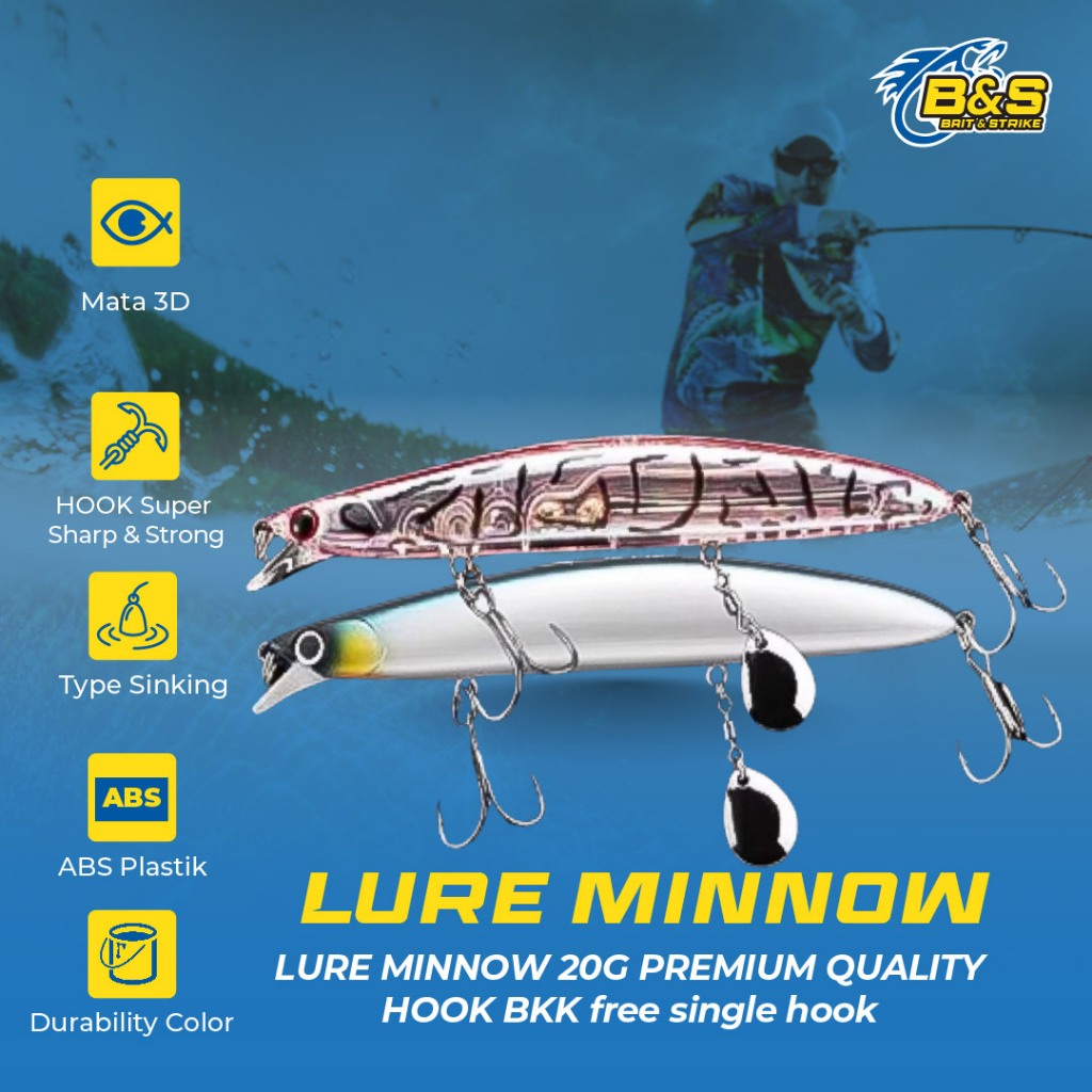 JEMMY LURE MINNOW 20G PREMIUM QUALITY HOOK BKK free single hook LM160