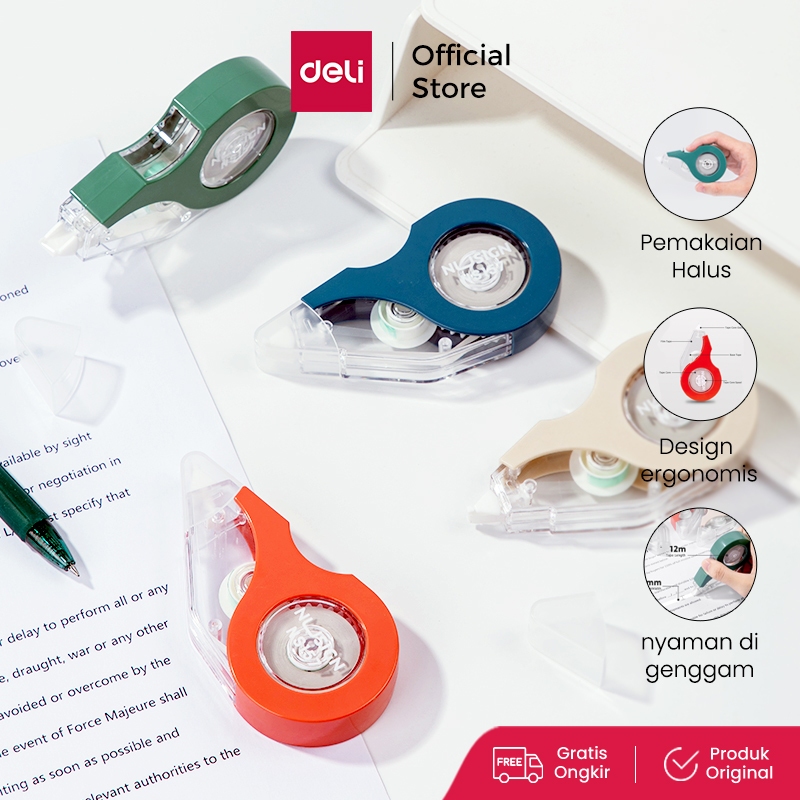 

Deli Nusign Correction Tape / Tip Ex Kertas 12mm Bentuk Kapsul Nyaman Digenggam NS157