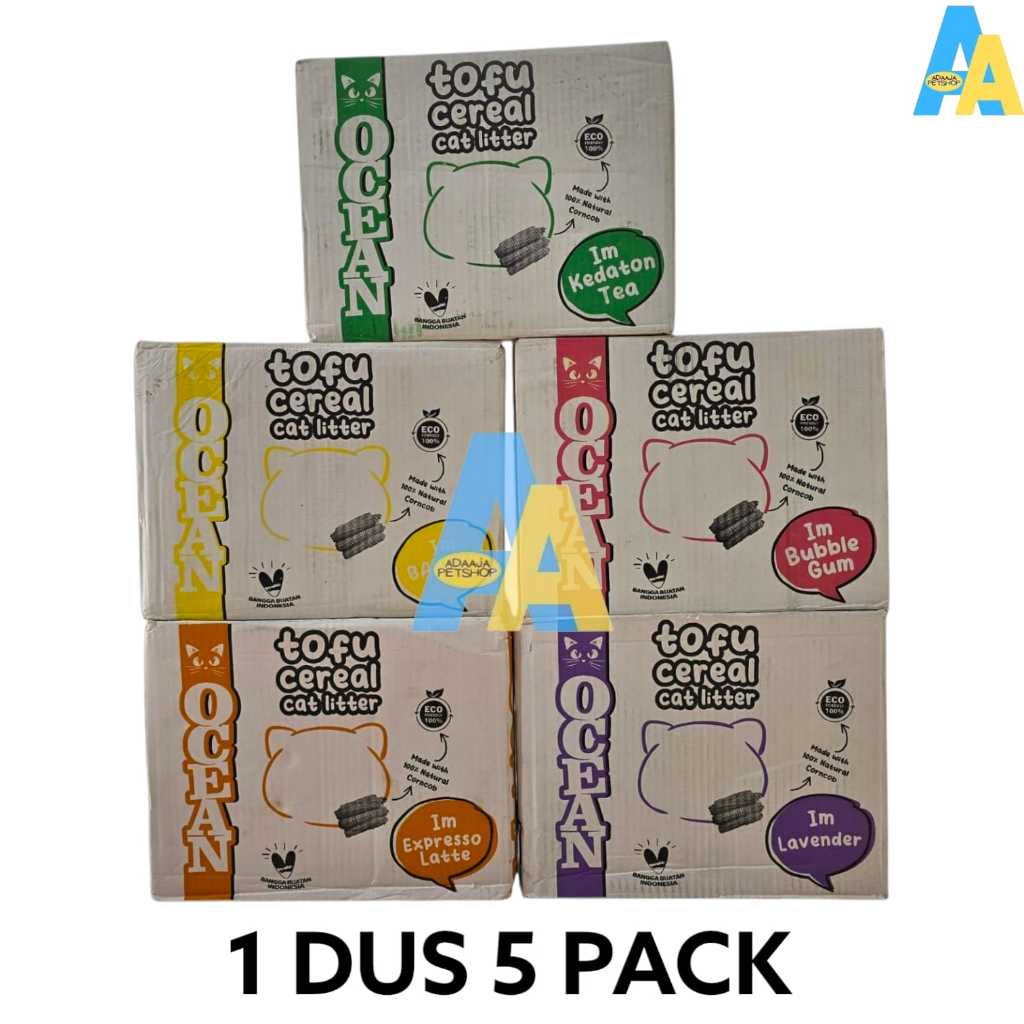 Ocean Tofu Pasir Kucing Ocean Tofu Cereal Cat Litter 7L (1 Dus 5 Pack)