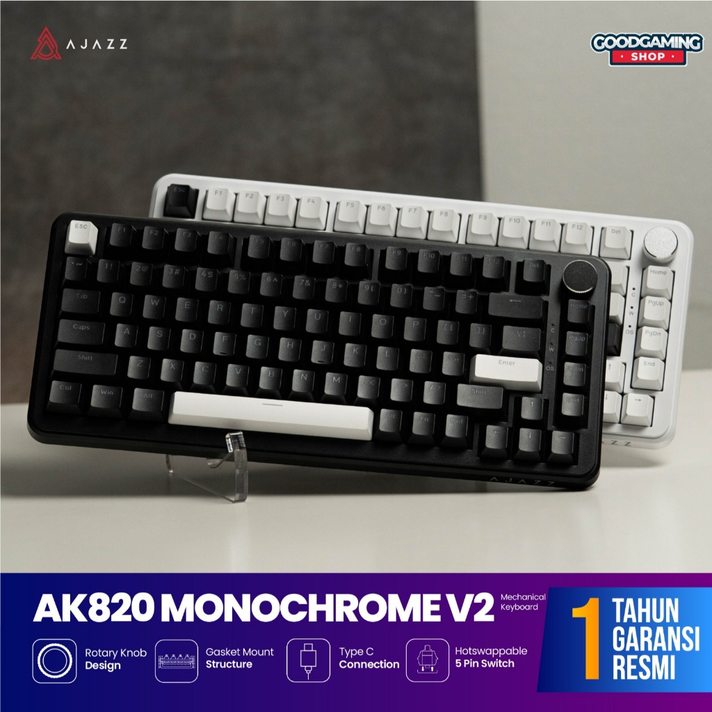 AJAZZ AK820 V2 Monochrome 75% Hotswappable Keyboard With Gasket Mount