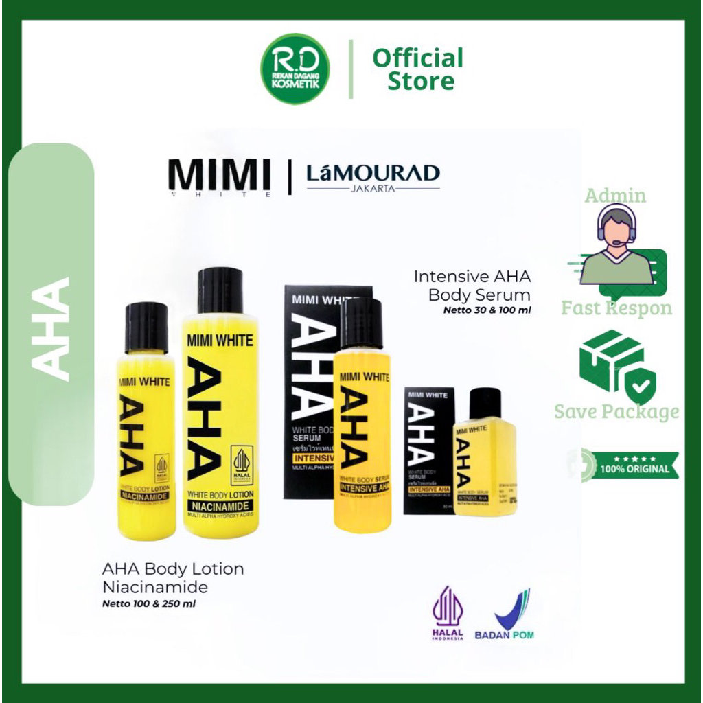 AHA MIMI WHITE Body Serum 30/100ml - AHA MIMI WHITE Body Lotion 100/250ml