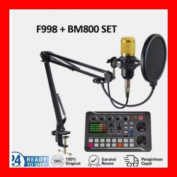 Mikrofon BM-800 + Soundcard V8/V8s, Set Lengkap Peralatan Podcast Rekaman,Penyiaran