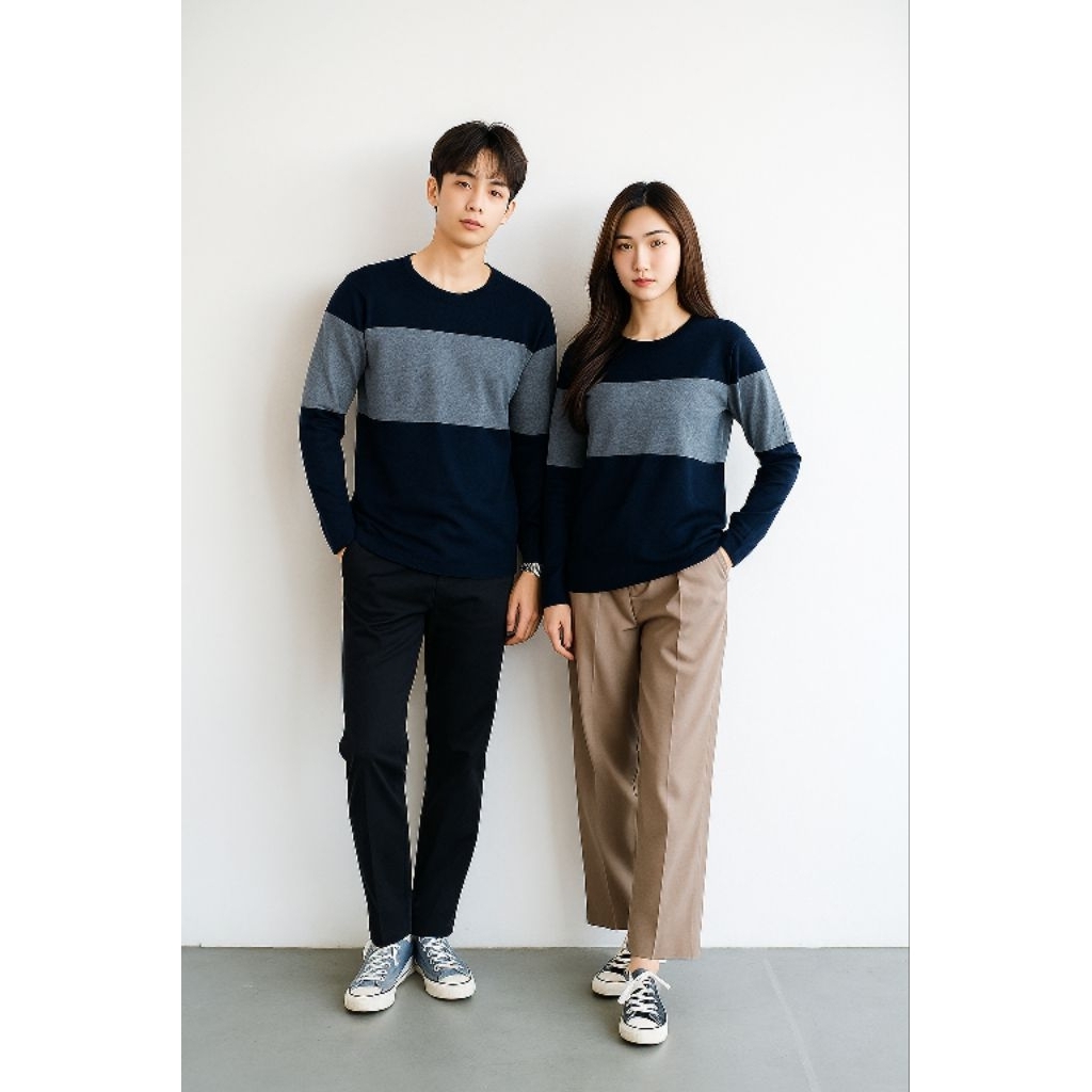 Harga Sepasang | Baju Pasangan Couple Casual | Kaos Couple Stylish Lengan Panjang Baju Outfit Pasang