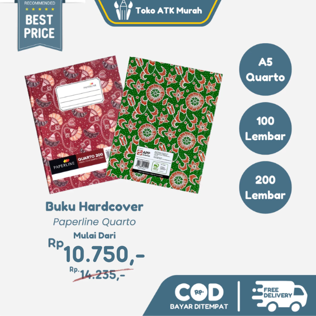

Buku Tulis Quarto 100 Lembar Hardcover Paperline - Buku Agenda Kwarto