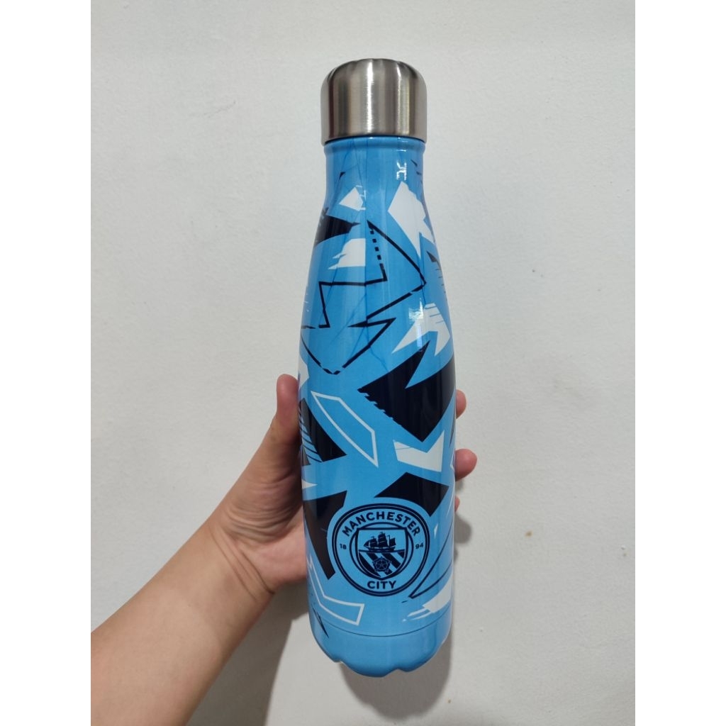 ORIGINAL MANCHESTER CITY GRAPHIC STAINLESS STEEL BOTTLE / TUMBLER MANCHESTER CITY FROM UK