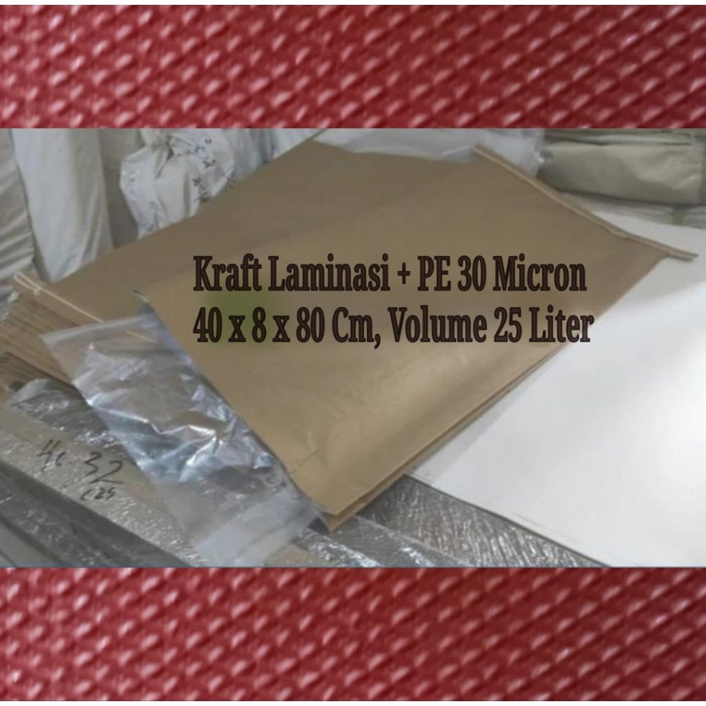 

Paper Sack Laminasi Tambah Plastik PE 40 x 8 x 80 Cm Noblen Coklat Kertas Semen Lapis Karung PP