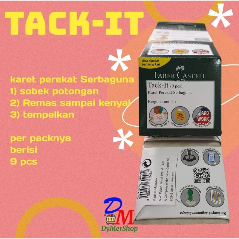 

Faber Castell Tack It (9 pcs) karet perekat serbaguna Putih teknologi german Jerman Ori 100% Original Asli Authentic