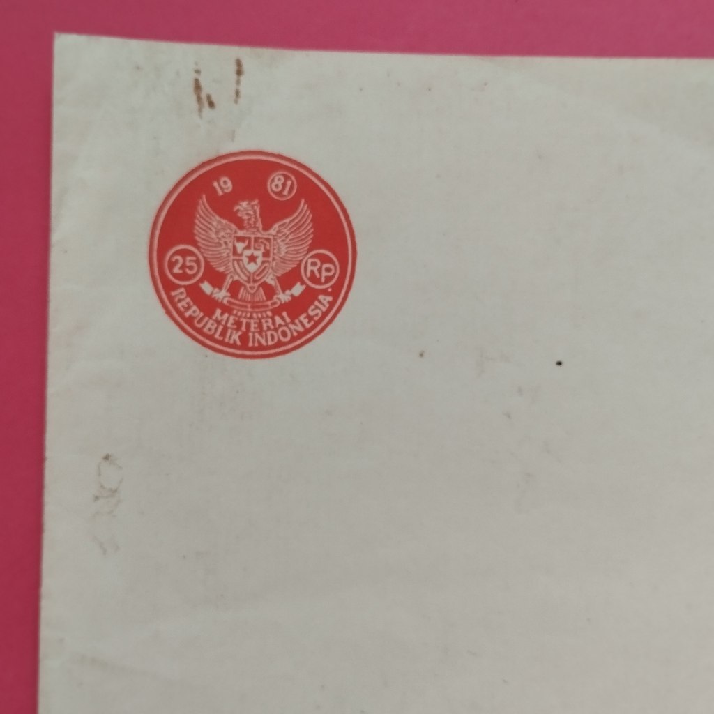 

Kertas Segel Rp 25 Tahun 1981 Double Apa Adanya Murah
